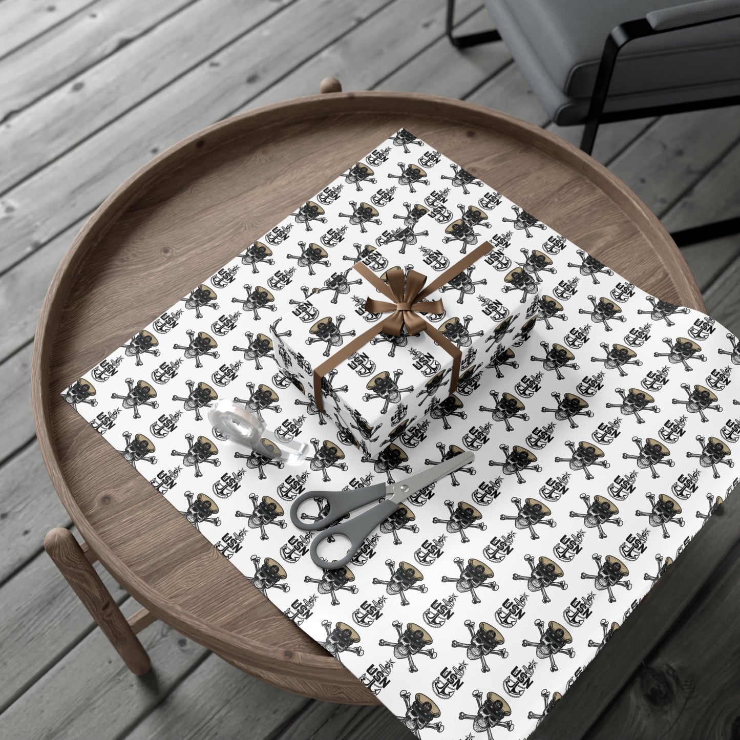 United States Navy Senior Chief Skull & Crossbones with SCPO Anchors White Gift Wrap Papers