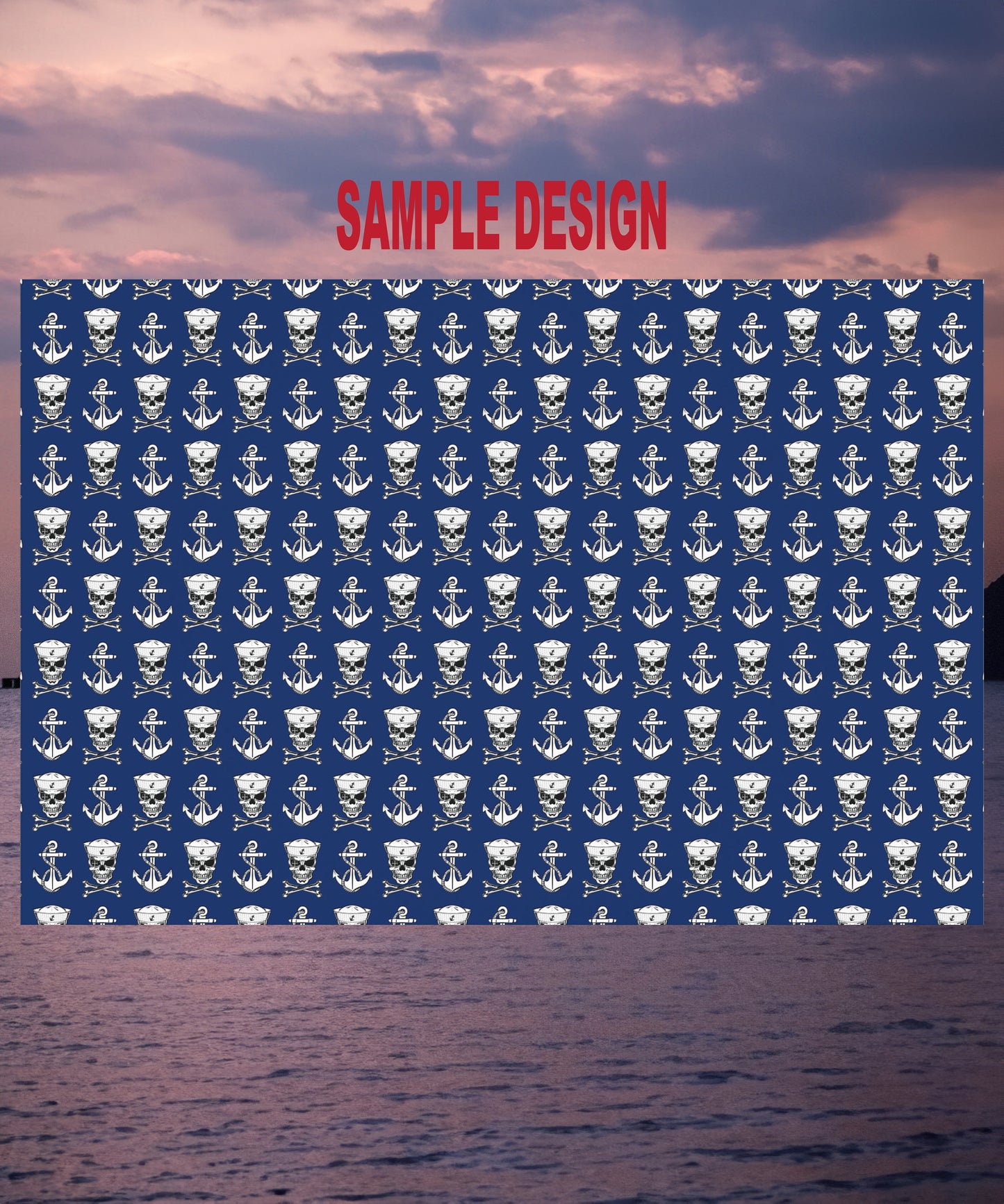 US Navy Sailor Skull Crossbones and Anchors Blue Gift Wrap Papers
