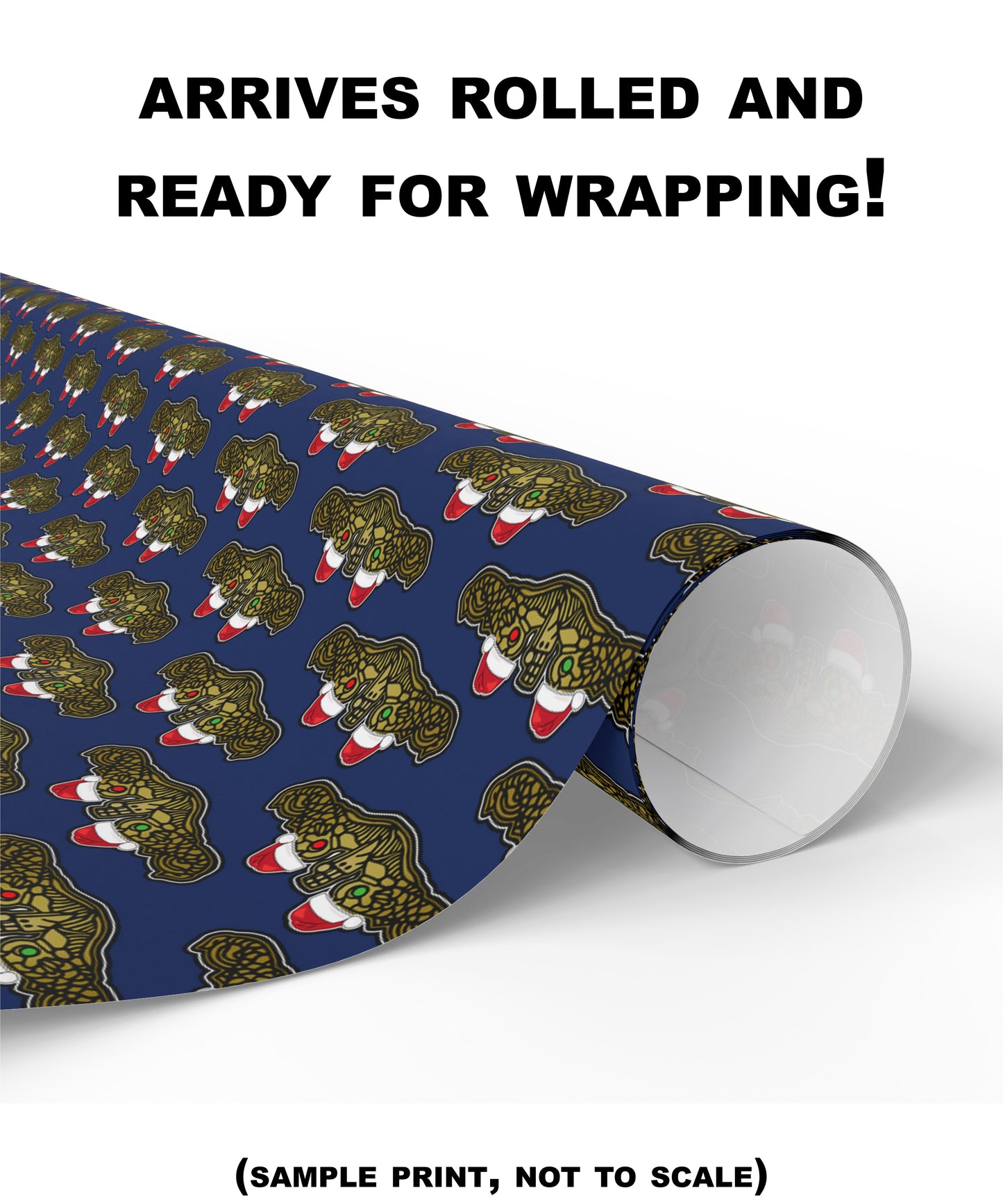 United States Navy Submarine Force Gold Officer Dolphins Christmas Hats with Red and Green Eyes Blue Gift Wrap Papers