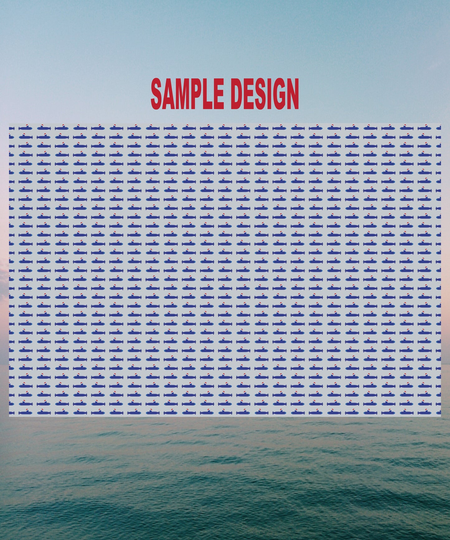 United States Navy Submarine Force Santa Hat on Blue Mini Submarines Silver Gift Wrap Papers