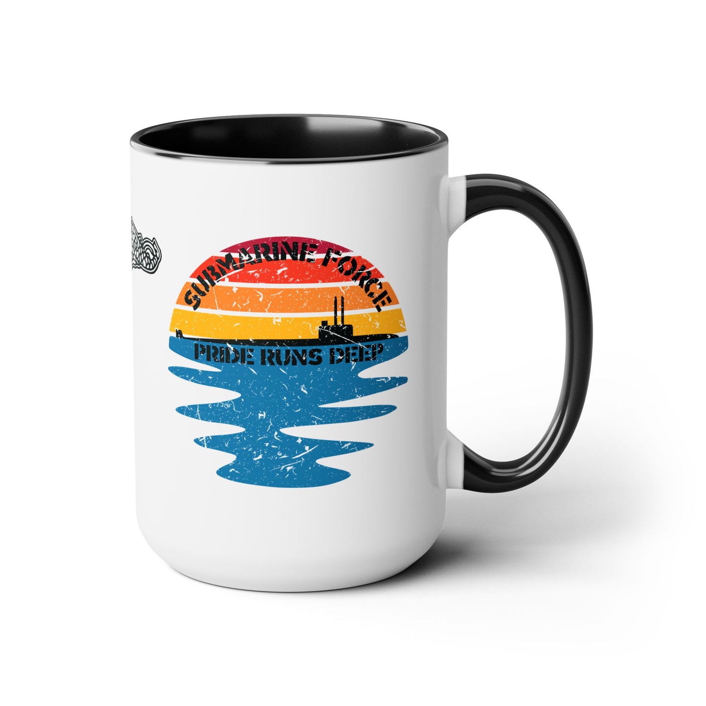 Sunrise United States Navy Submarine Force Pride Runs Deep Distressed Accent Coffee Mugs