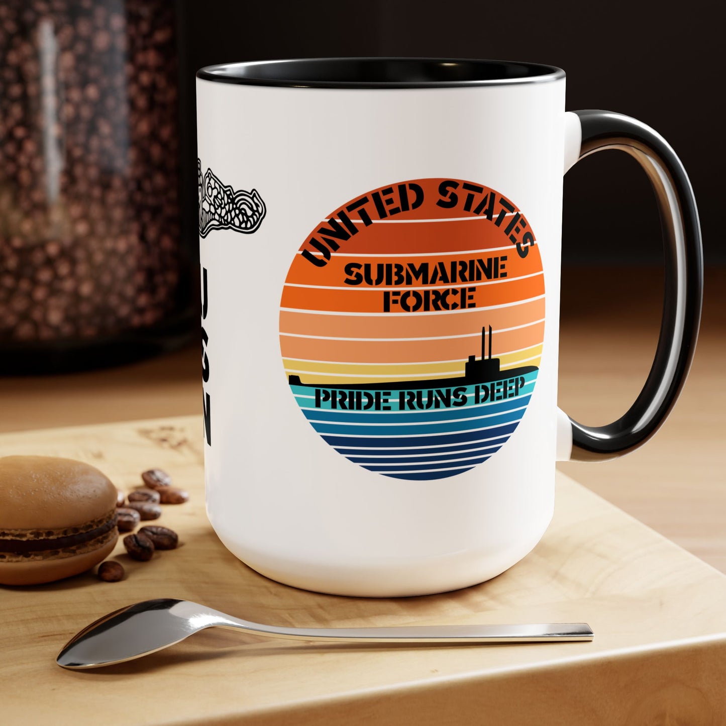 Sunset United States Navy Submarine Force Pride Runs Deep Accent Coffee Mugs