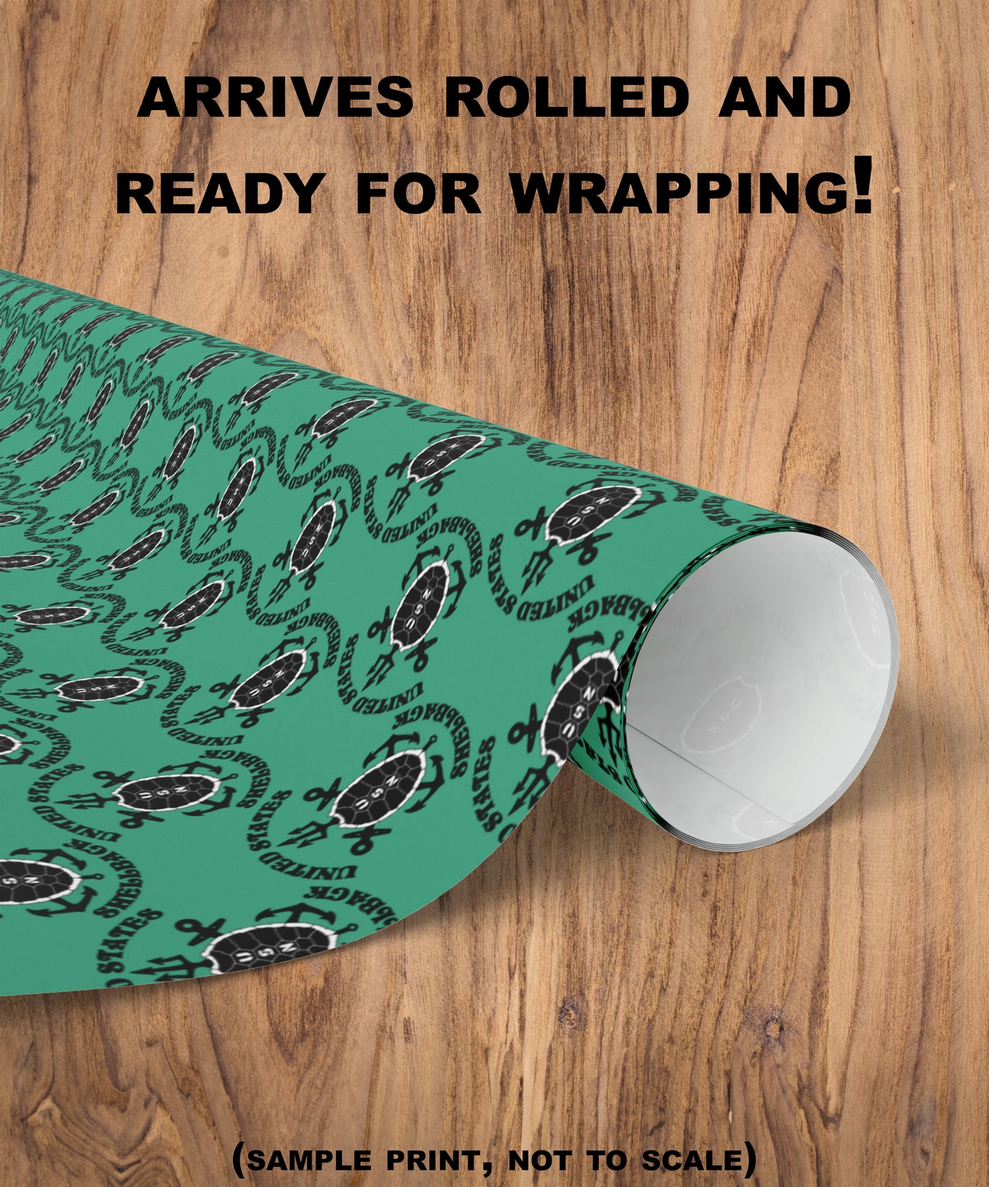 United States Navy Shellback Ancient Order of the Deep Naval Line-crossing Ceremony Black Shell Seafoam Green Gift Wrap Papers