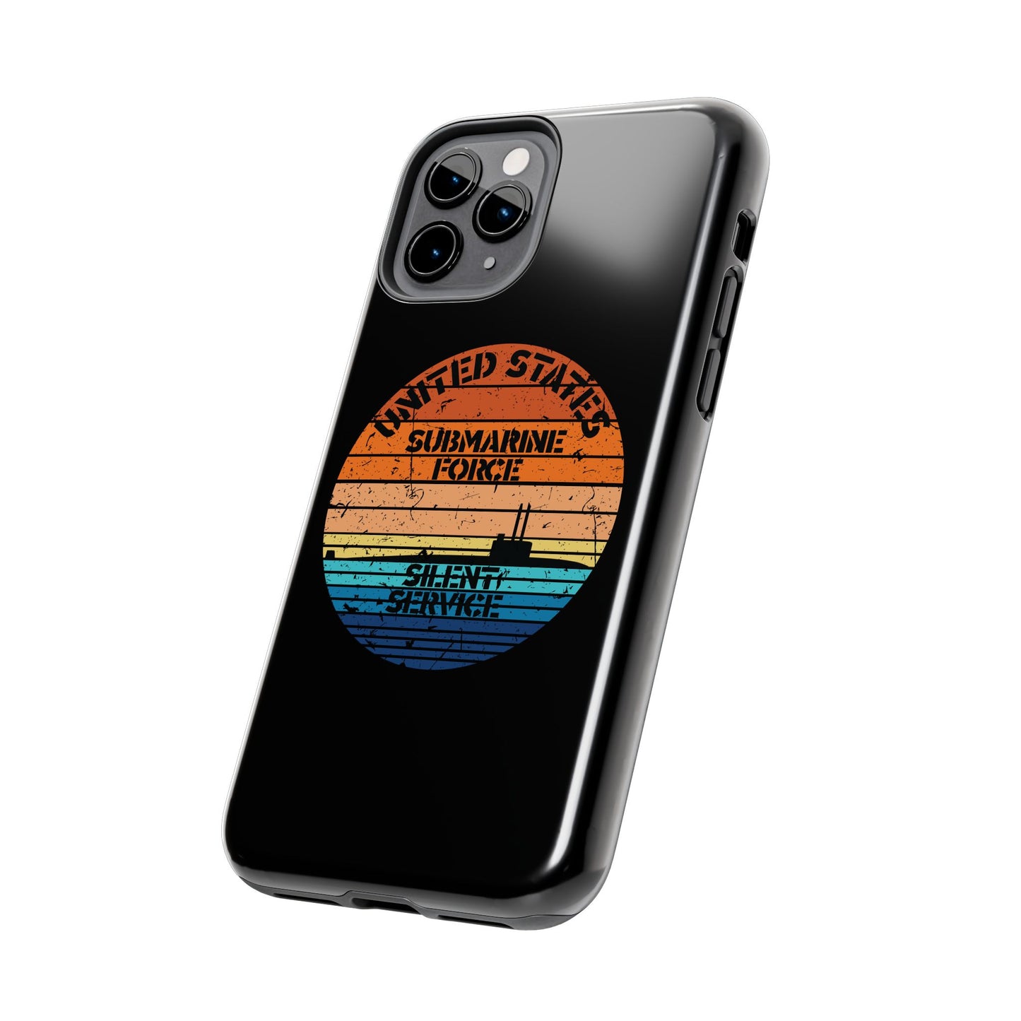 Sunset United States Submarine Force Silent Service Distressed Black Tough iPhone Case