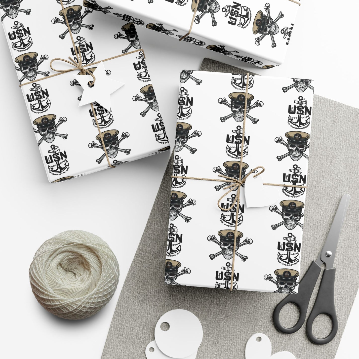 United States Navy Chief Skull & Crossbones with CPO Anchors White Gift Wrap Papers