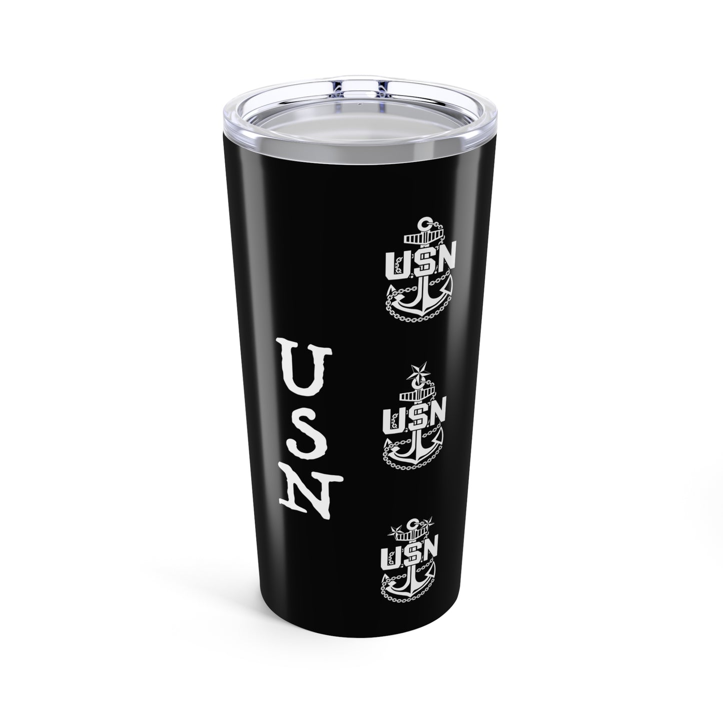 Navy CPO Sailor Skull Crossbones Chief's Mess Anchored Tradition with Distressed US Flag Stainless Steel Tumbler 20oz