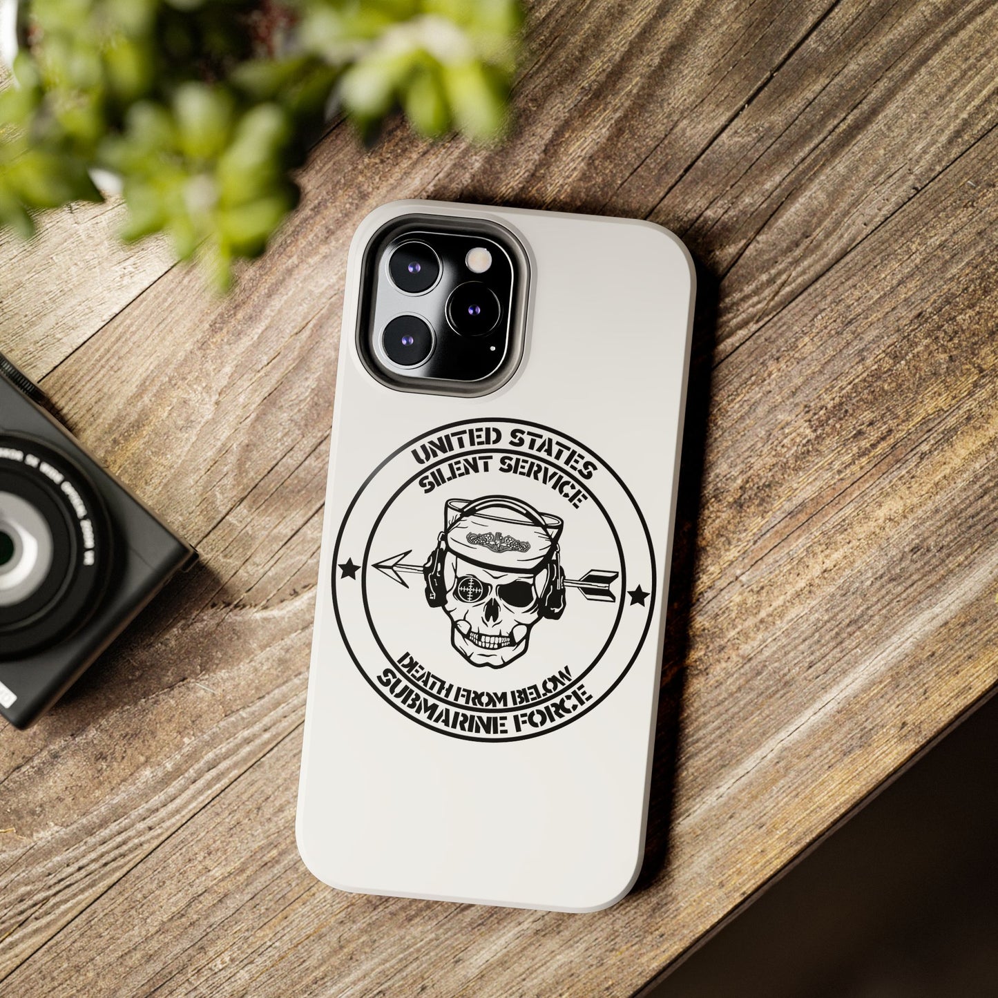 U.S. Submarine Force Silent Service Death From Below Sailor Skull Tough White iPhone Case