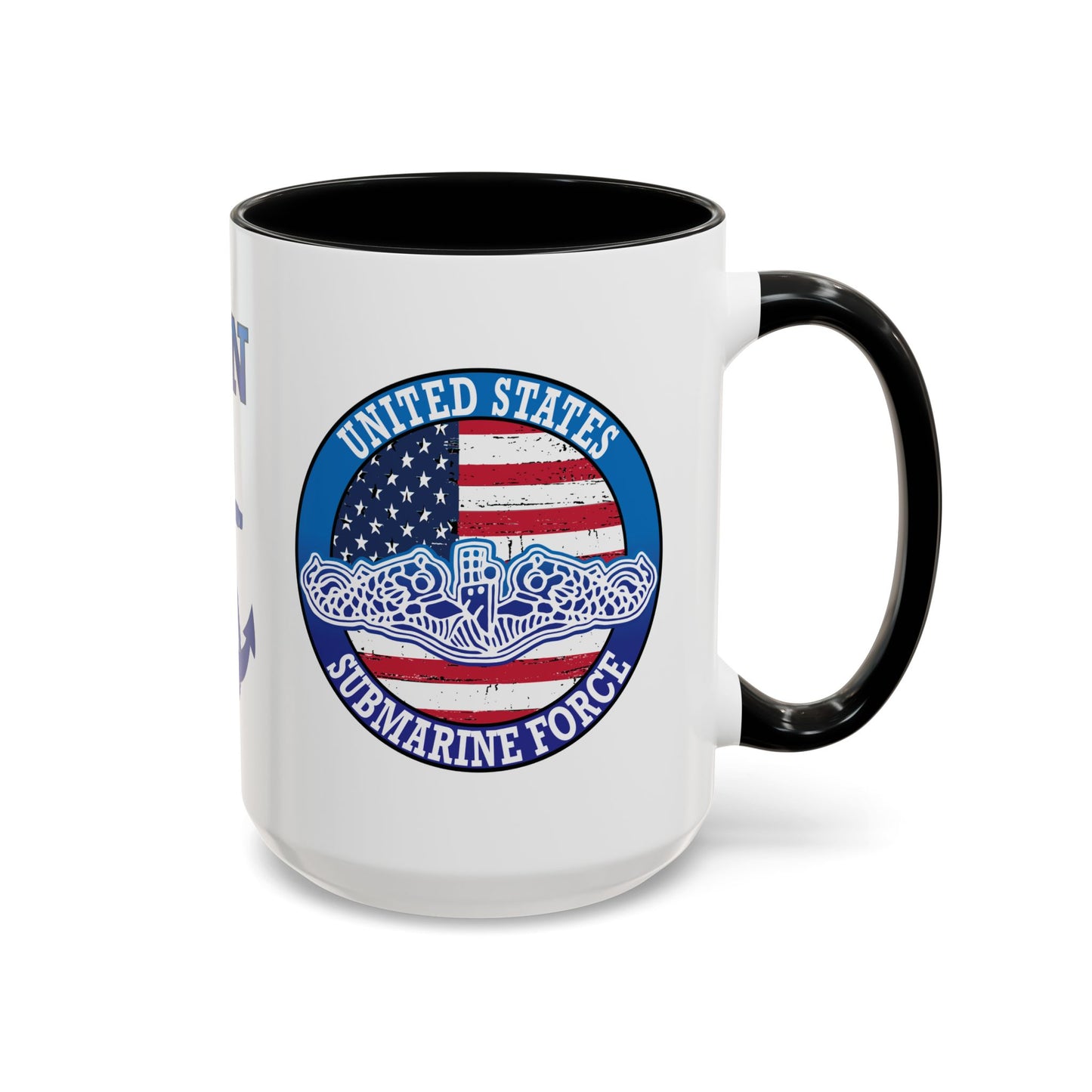 United States Navy Submarine Force Silent Service White Dolphins on American Flag Accent Coffee Mugs