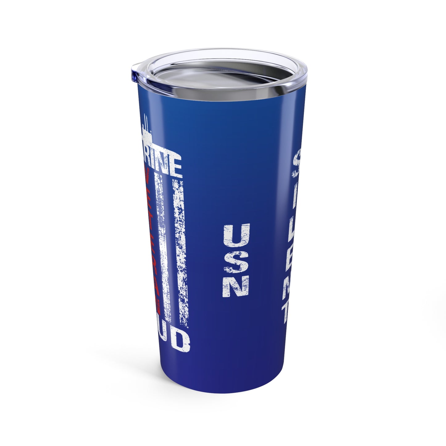 U.S. Submarine Veteran Proud White American Flag Blue Stainless Steel Tumbler 20oz