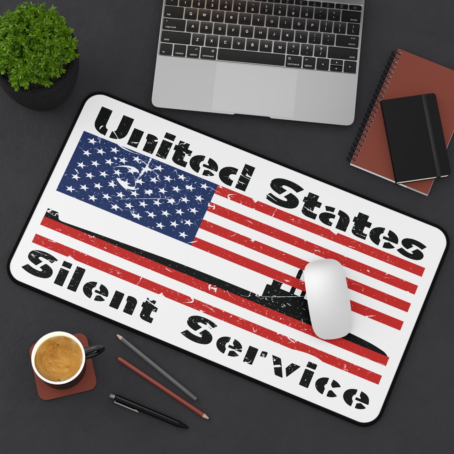 United States Silent Service Submarine Force Distressed American Flag Desk Mat