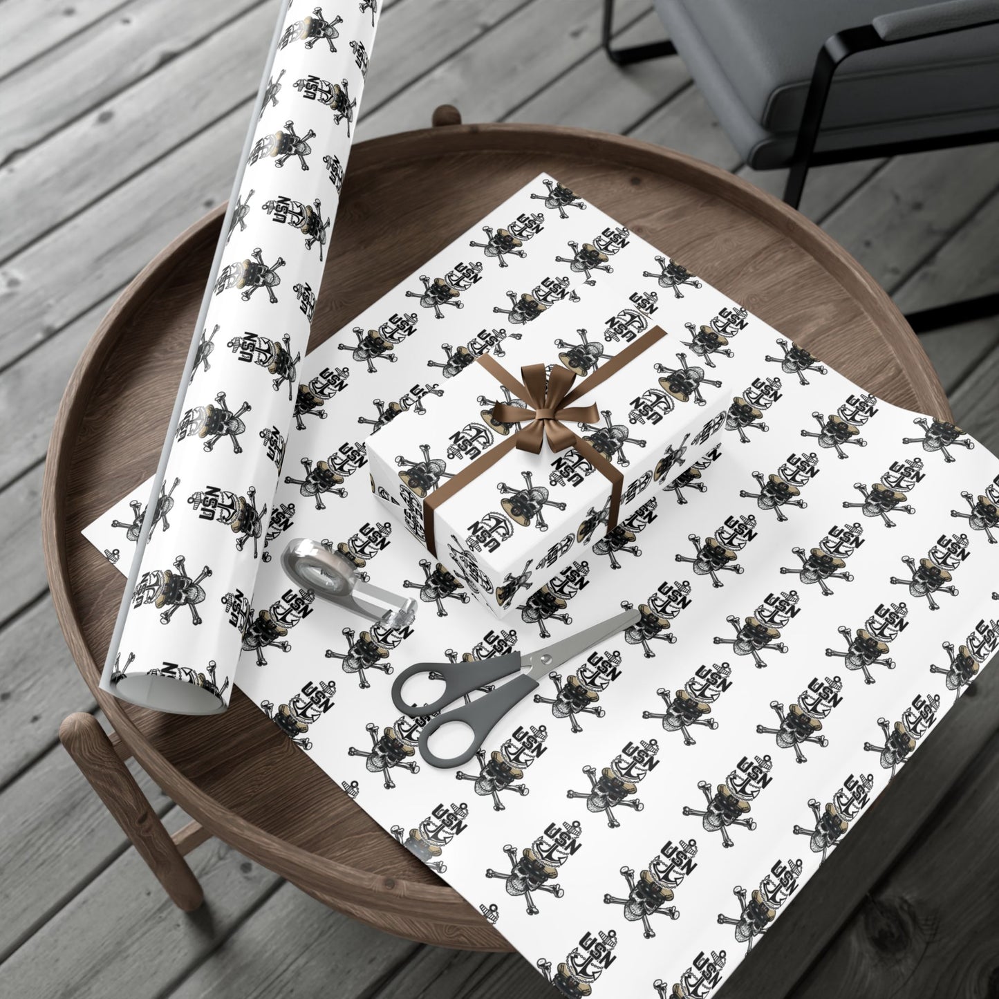 United States Navy Chief Skull & Crossbones with CPO Anchors White Gift Wrap Papers