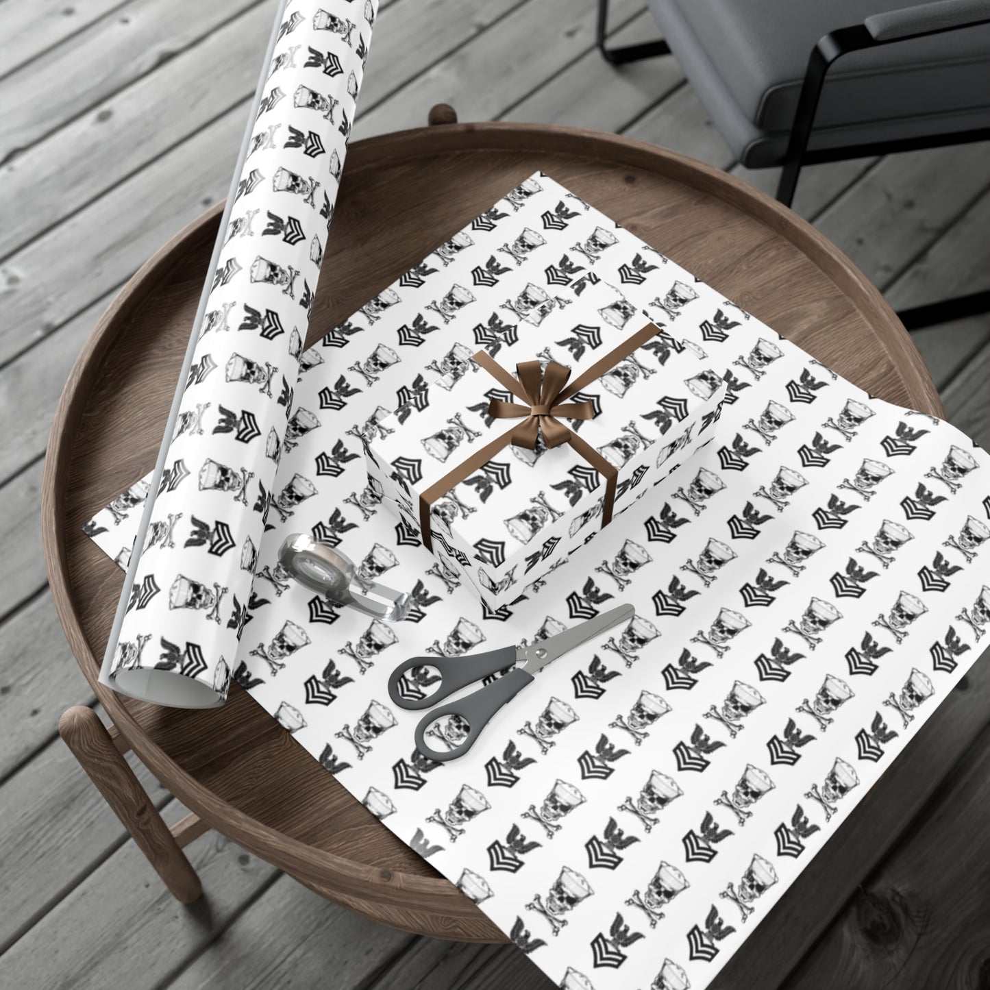 United States Navy FCPO Skull Crossbones First Class Sailor with Dixie Cup Blue Gift Wrap Papers