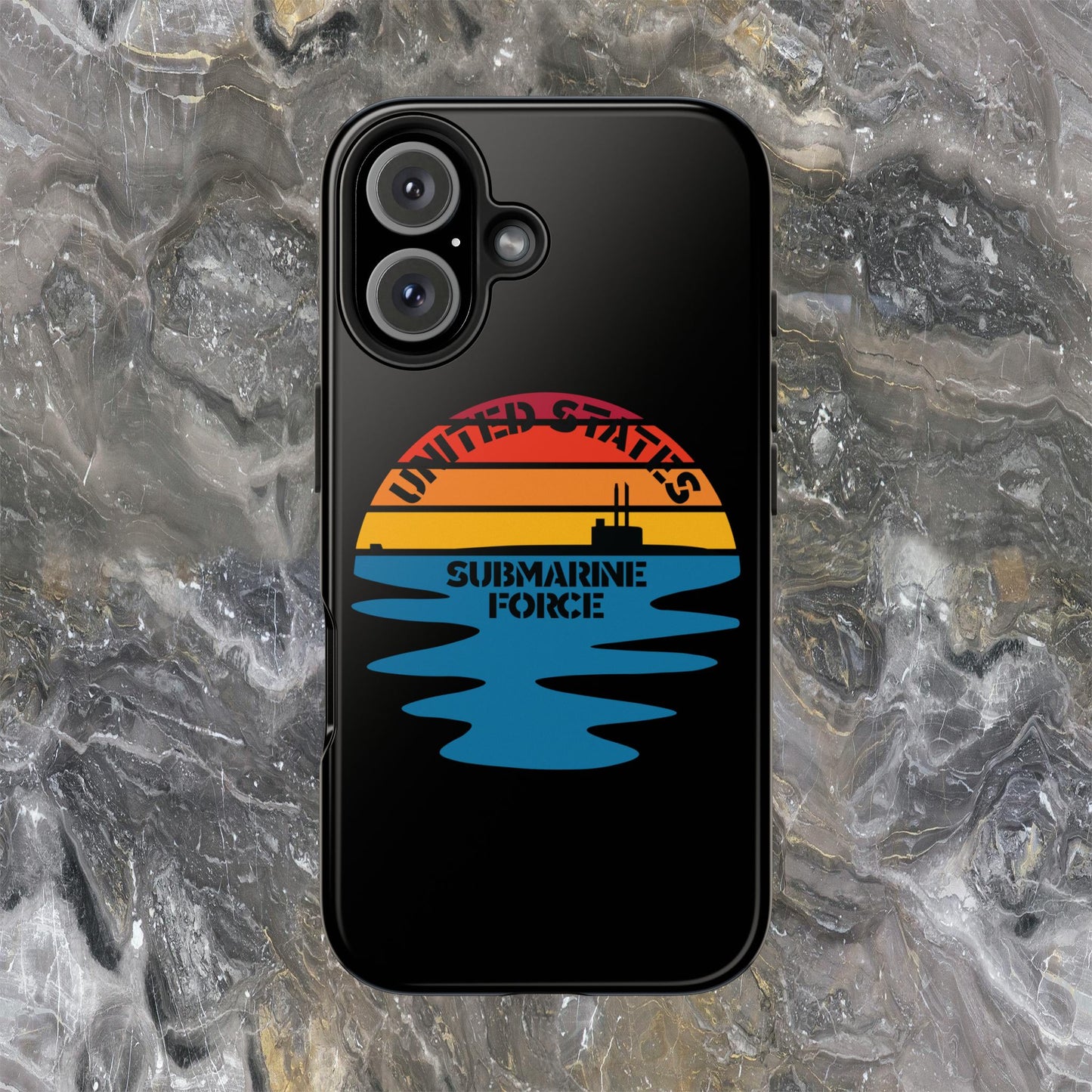 Sunset United States Submarine Force Half Moon Black Tough iPhone Case