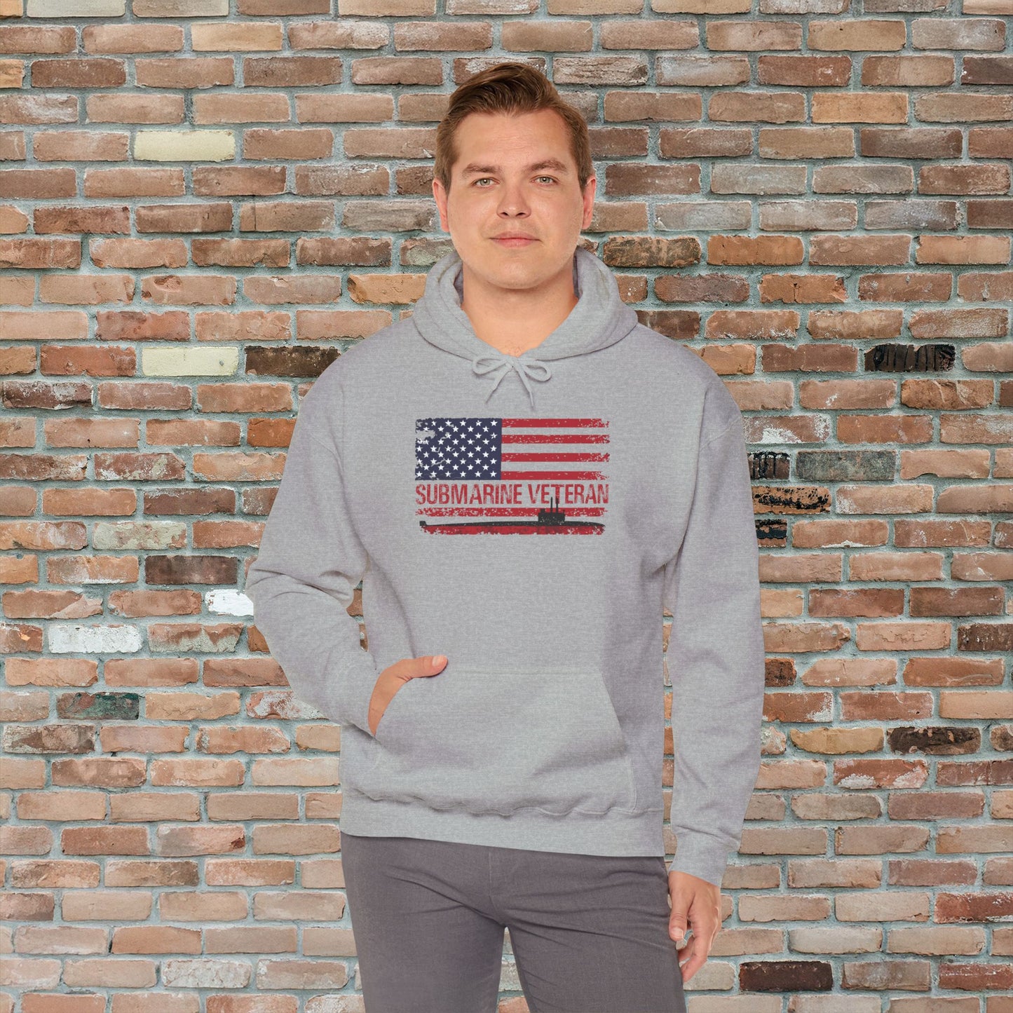 United States Submarine Veteran Distressed USA Flag Unisex Heavy Blend™ Hooded Sweatshirt
