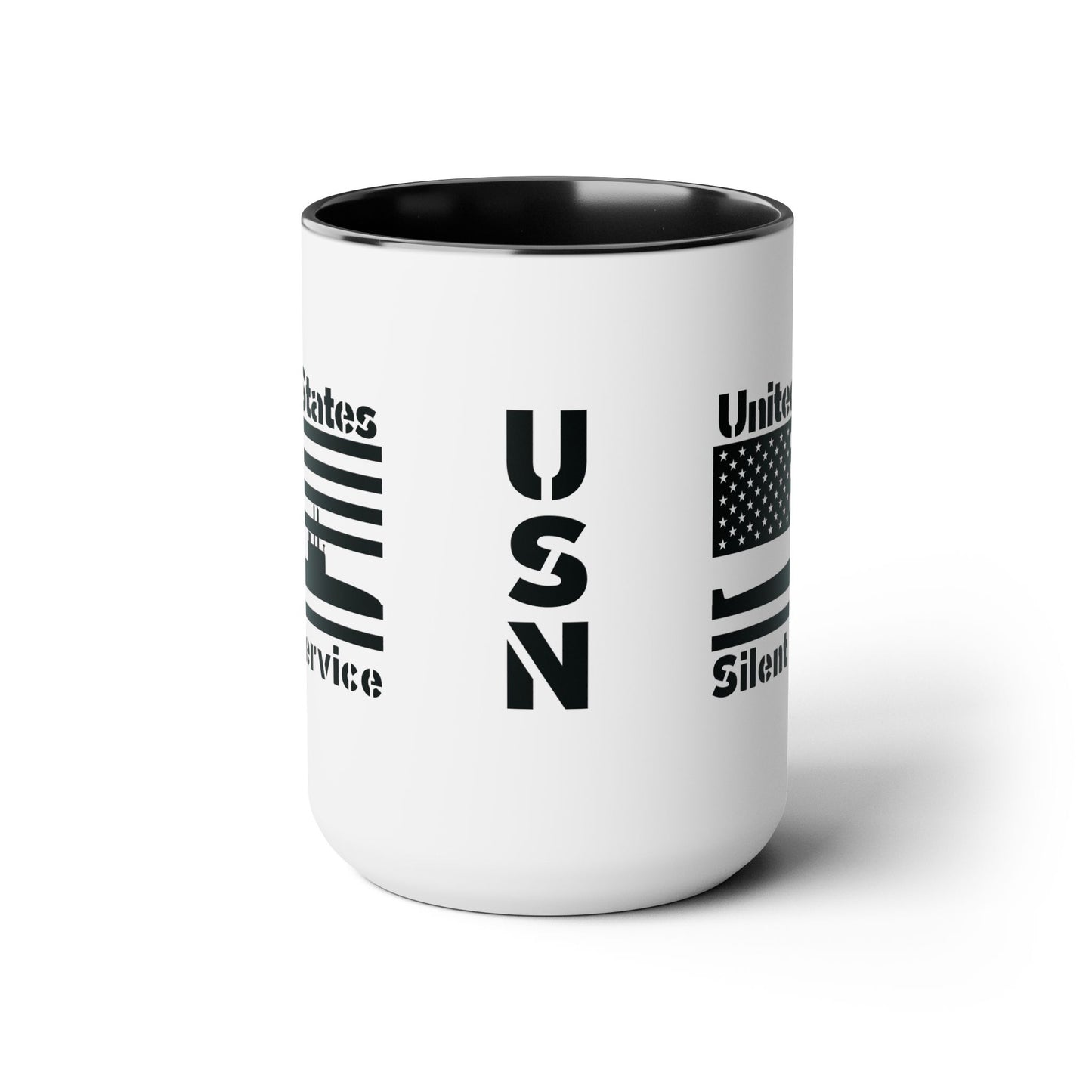 United States Navy Submarine Force Silent Service USA Flag Blackout Accent Coffee Mugs
