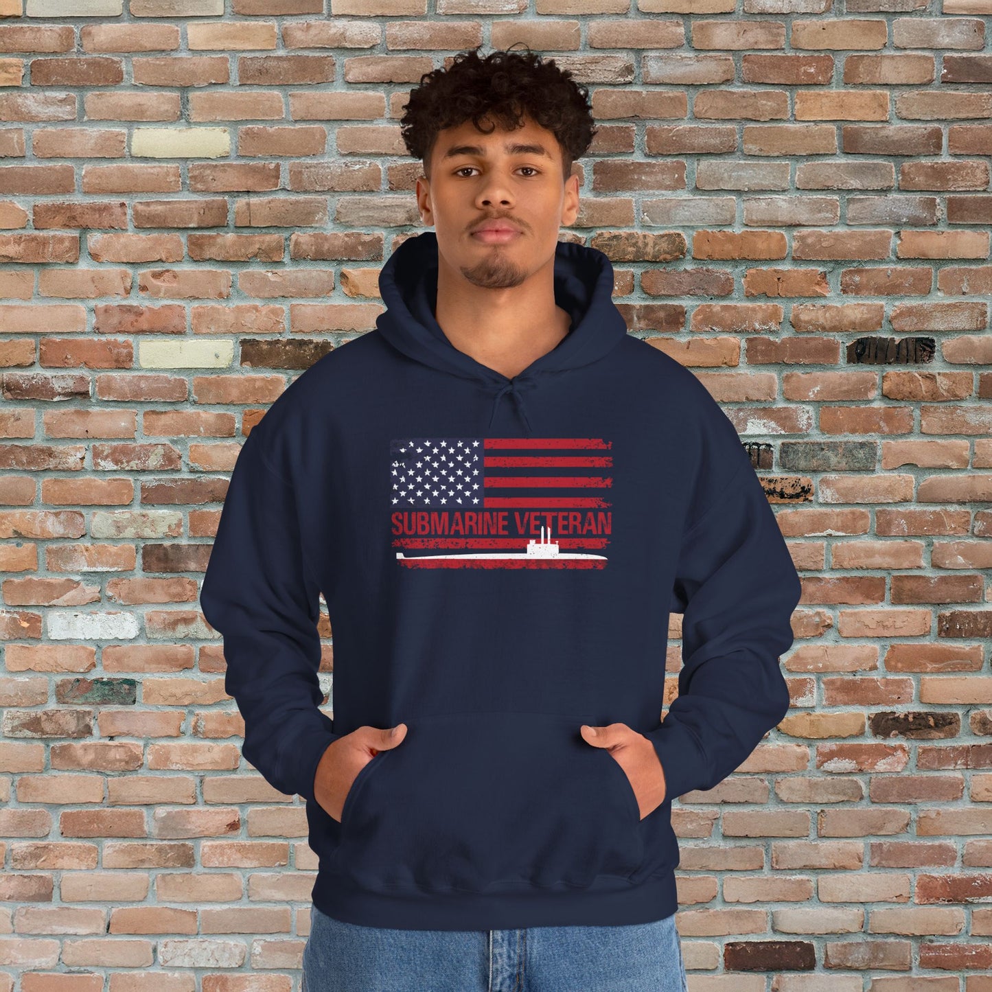 United States Submarine Veteran Distressed USA Flag Unisex Heavy Blend™ Hooded Sweatshirt