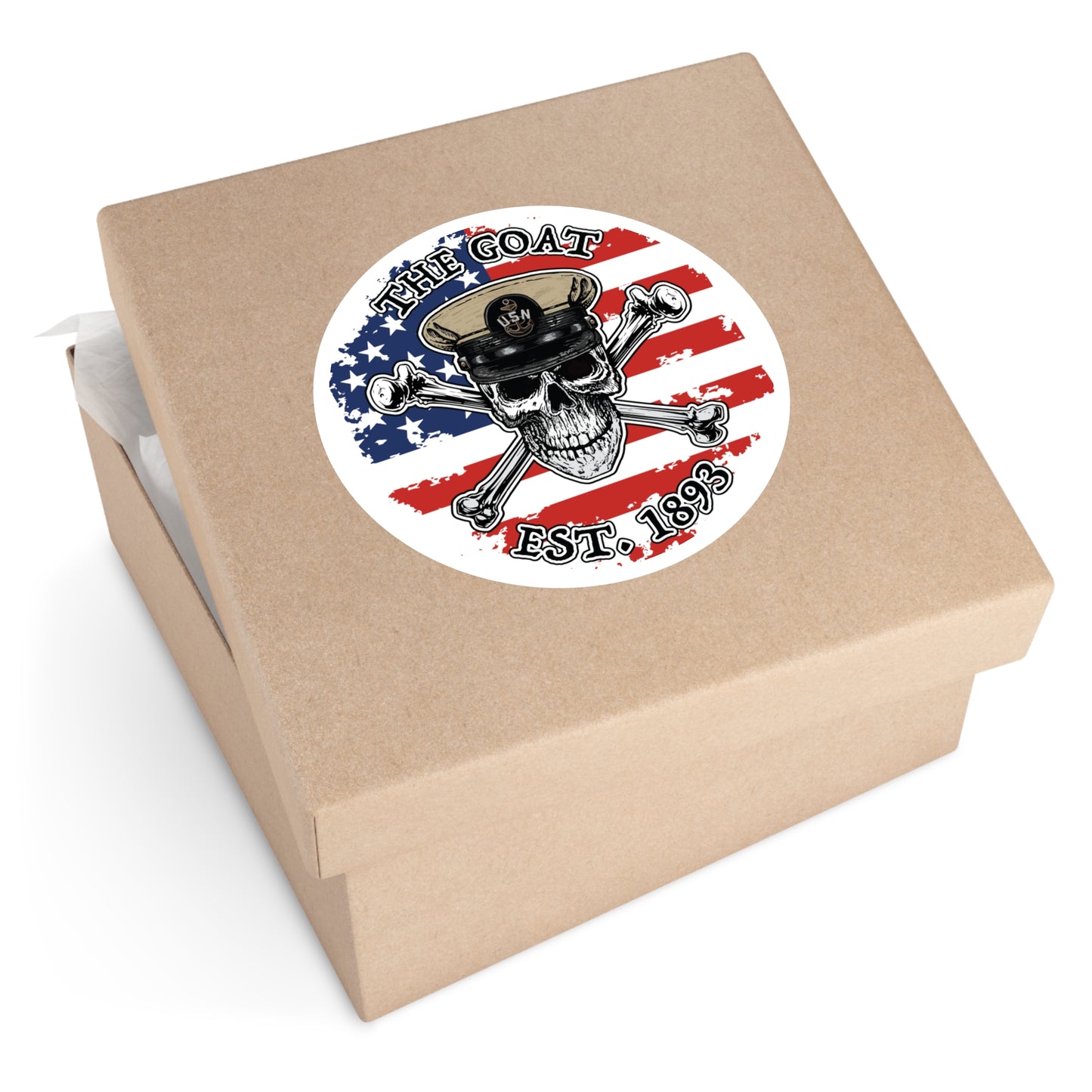 US Naval The Goat Chief Skull & Crossbones Est. 1893 CPO Pride Military Veteran Round Sticker