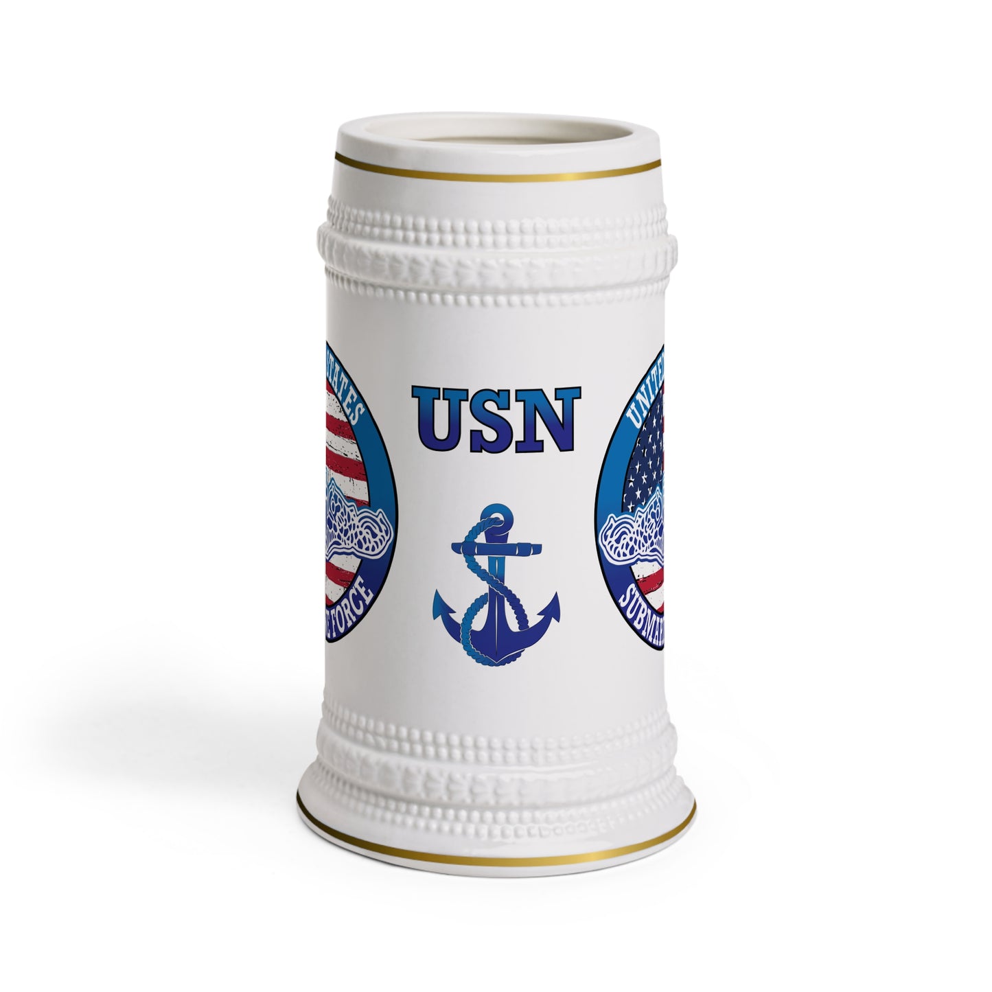 United States Navy Submarine Force Silent Service Silver Dolphins Drinking Stein Mug
