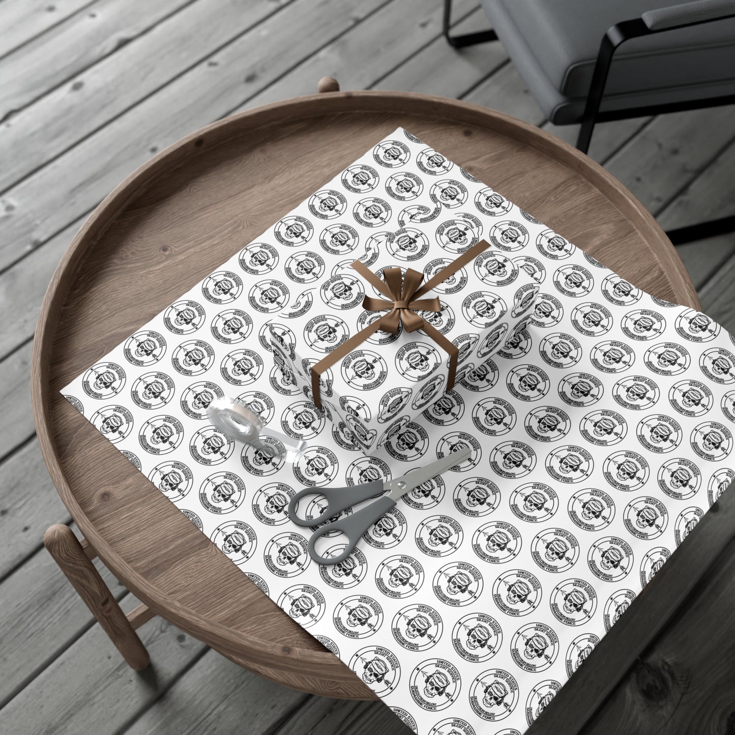 US Navy Submarine Force Silent Service Death From Below Sailor Skull with Dolphins White Gift Wrap Papers