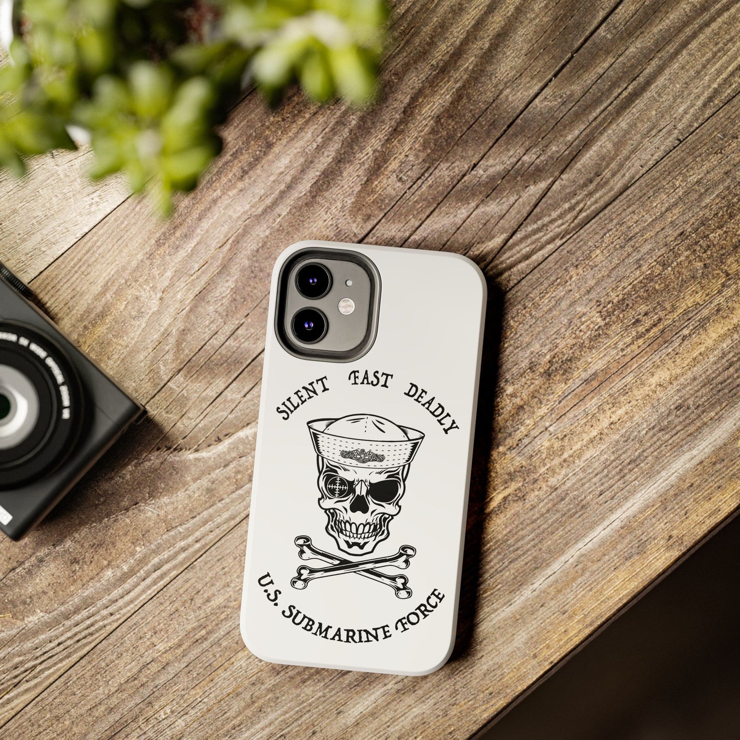U.S. Submarine Force Skull & Crossbones Sailor with Dolphins White Tough iPhone Case