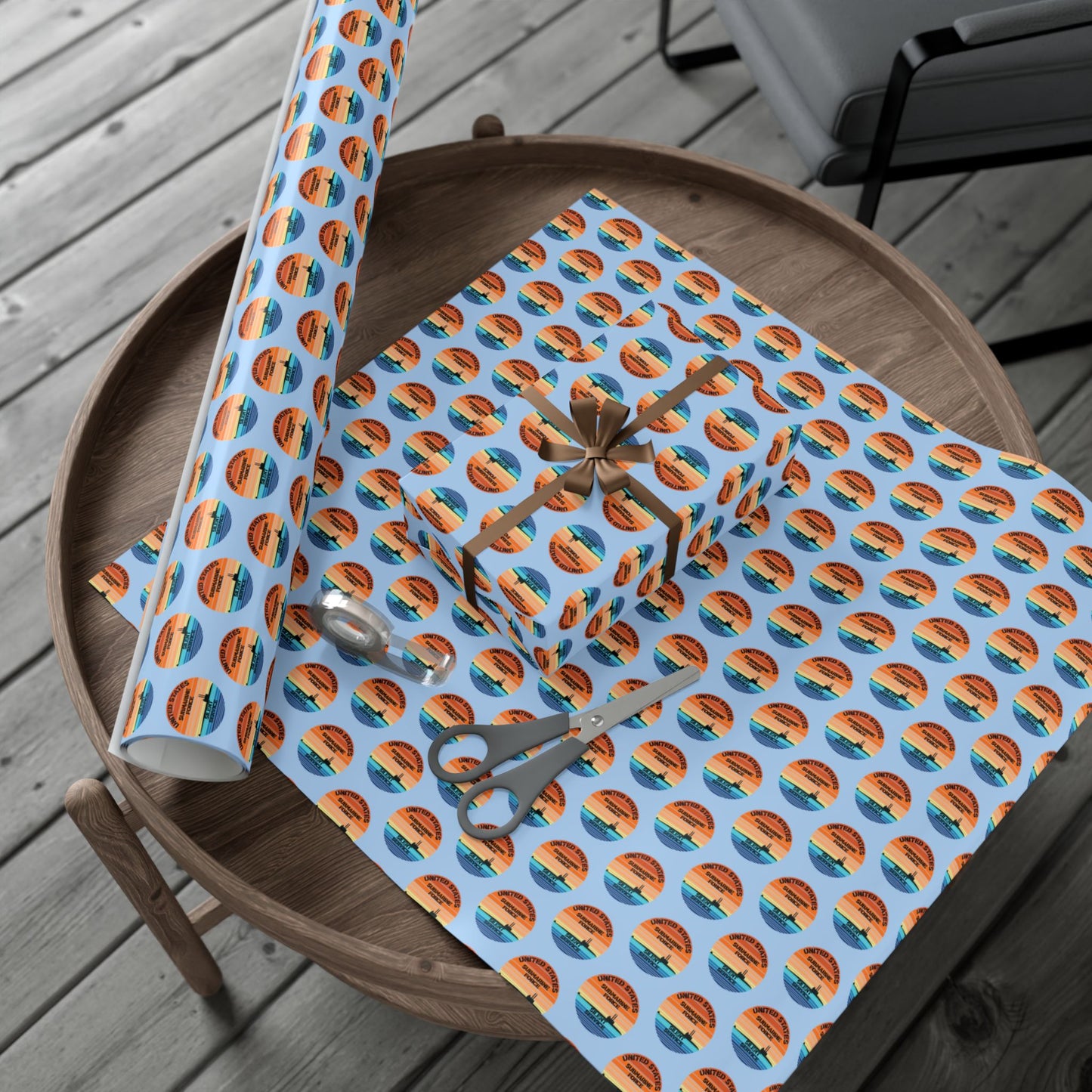 US Navy Submarine Force Silent Service Veteran Sailor Retro Design Blue Gift Wrap Papers