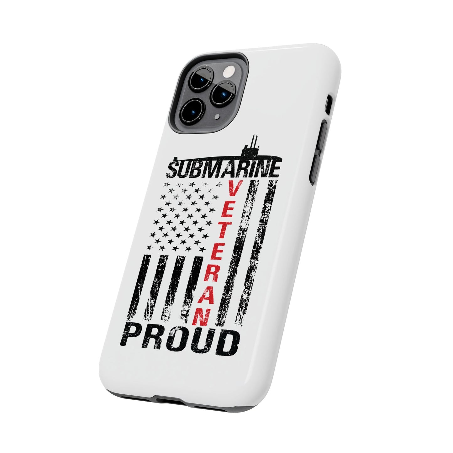 Submarine Veteran Proud Distressed White Flag White Tough iPhone Case