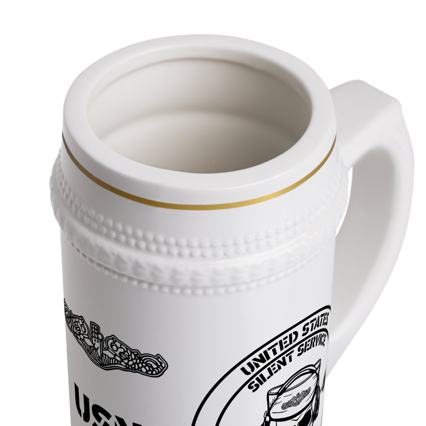 US Navy Submarine Force Silent Service Death From Below Sailor Skull with Dolphins Stein Mug
