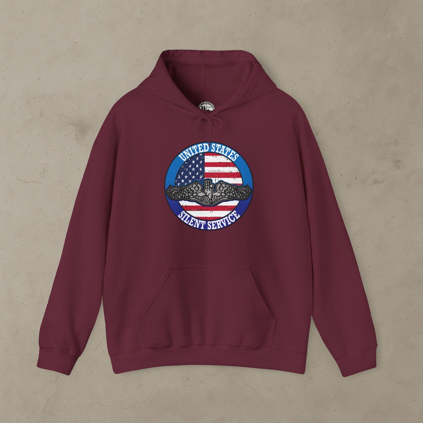 United States Silent Service Submarine Dolphins on Distressed American Flag Unisex Heavy Blend™ Hooded Sweatshirt