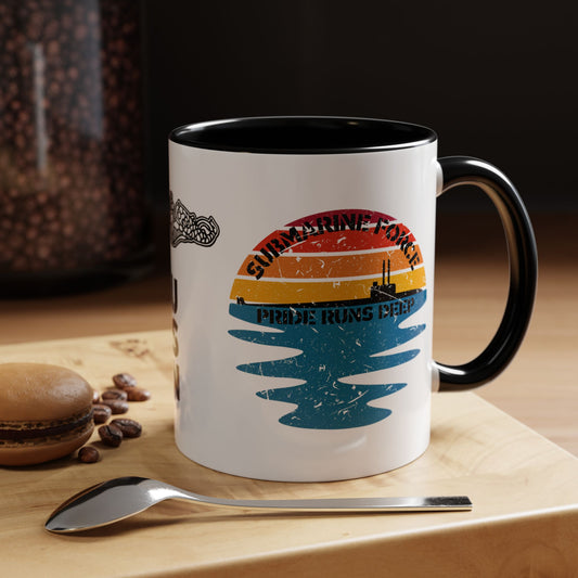 Sunrise United States Navy Submarine Force Pride Runs Deep Distressed Accent Coffee Mugs