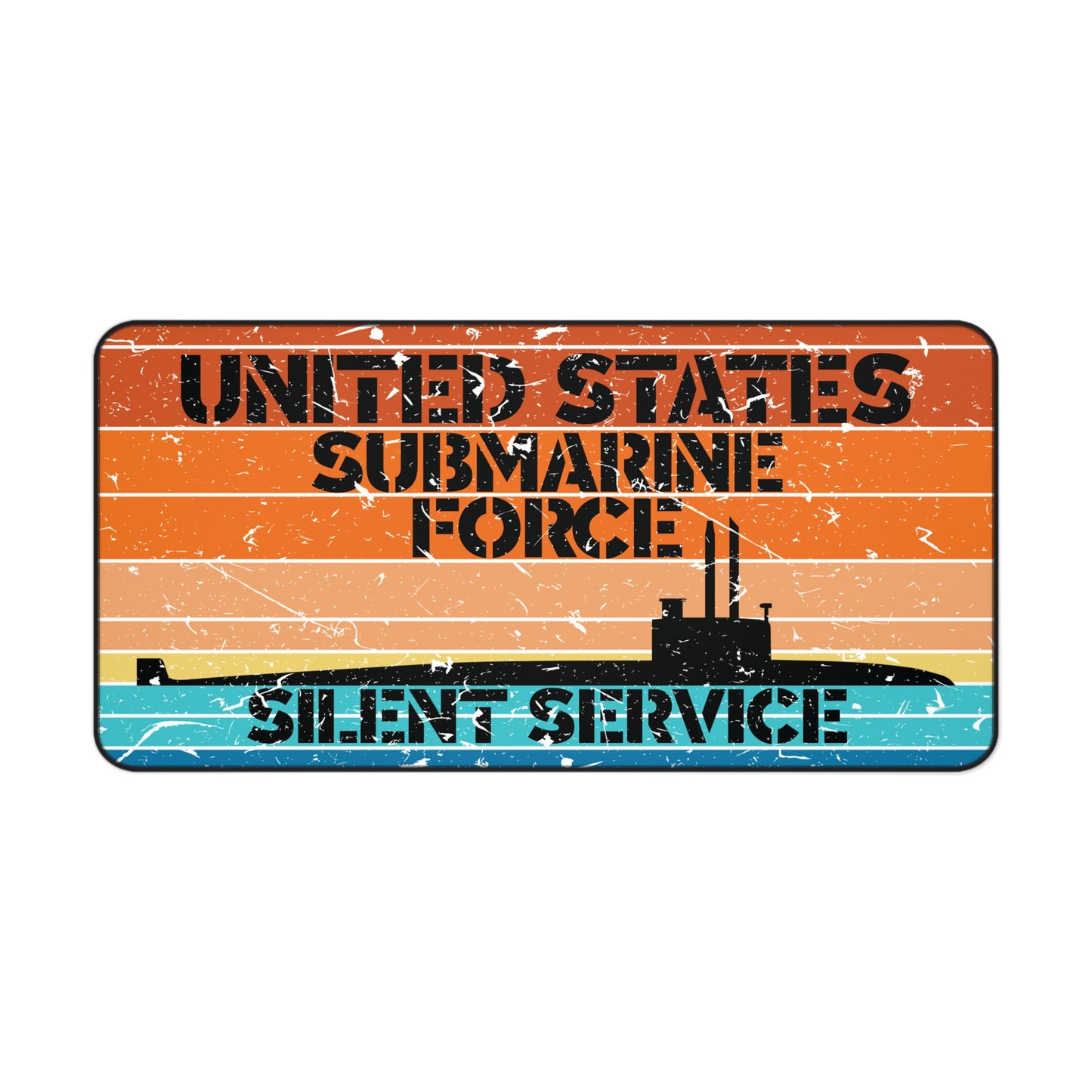 Sunset United States Submarine Force Silent Service Distressed Retro Vintage Desk Mat