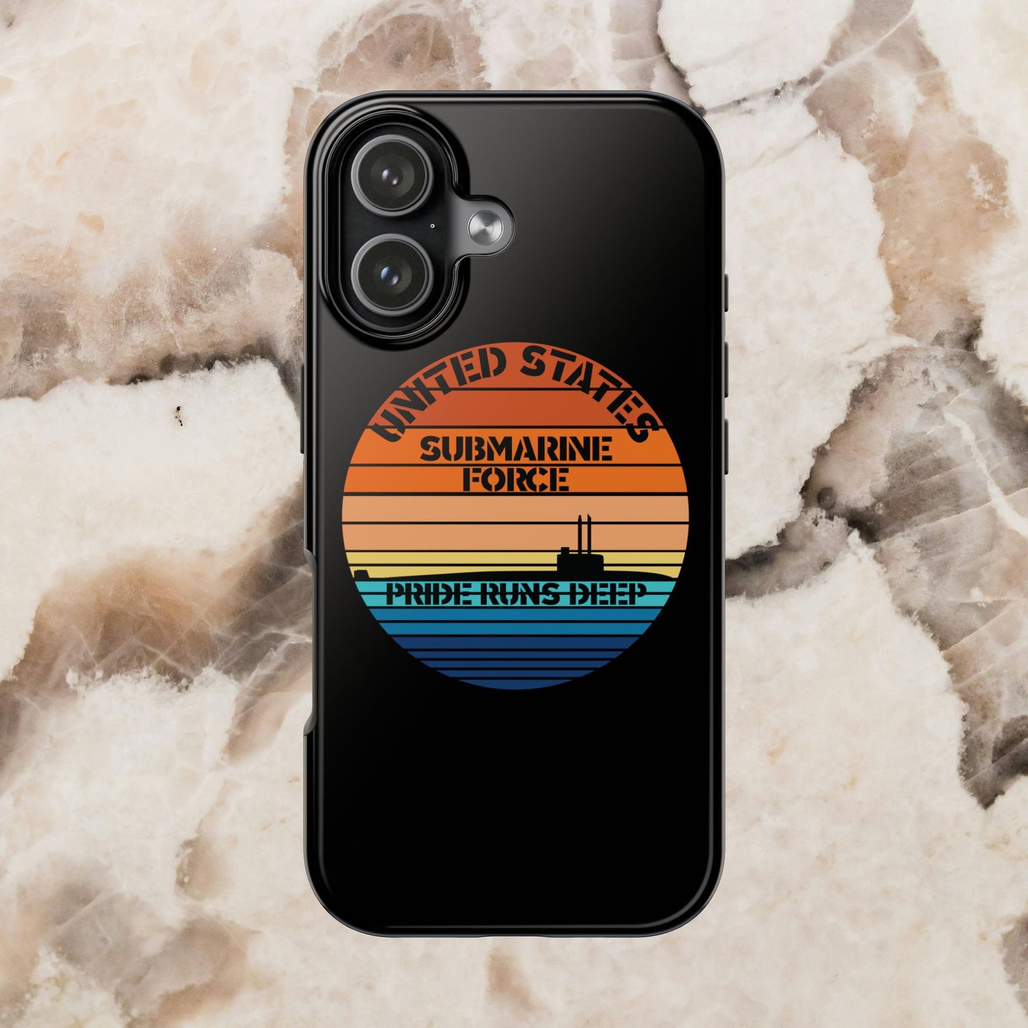 Sunset United States Submarine Force Pride Runs Deep Black Tough iPhone Case