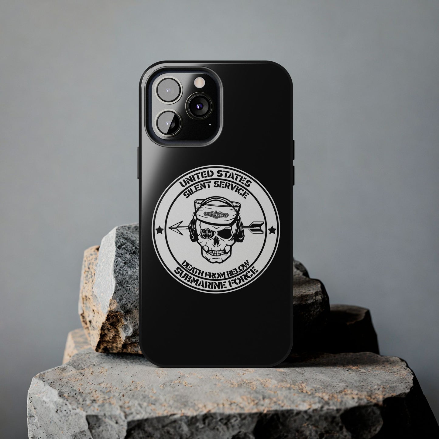 U.S. Submarine Force Silent Service Death From Below Sailor Skull Tough Black iPhone Case