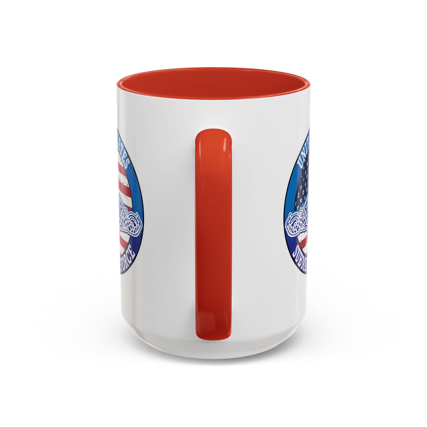 United States Navy Submarine Force Silent Service White Dolphins on American Flag Accent Coffee Mugs