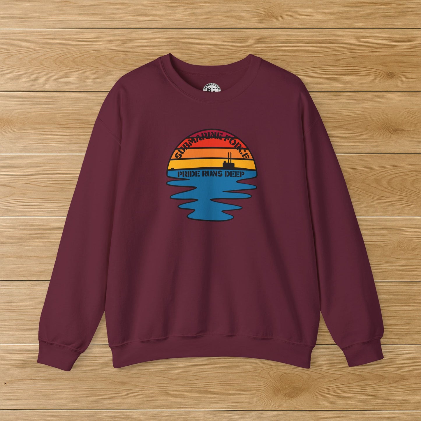 Sunset United States Navy Submarine Force Pride Runs Deep Vintage Mk2 Unisex Heavy Blend™ Crewneck Sweatshirt