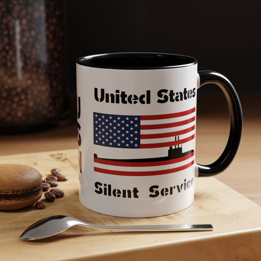 United States Navy Submarine Force Silent Service American Flag Accent Coffee Mugs