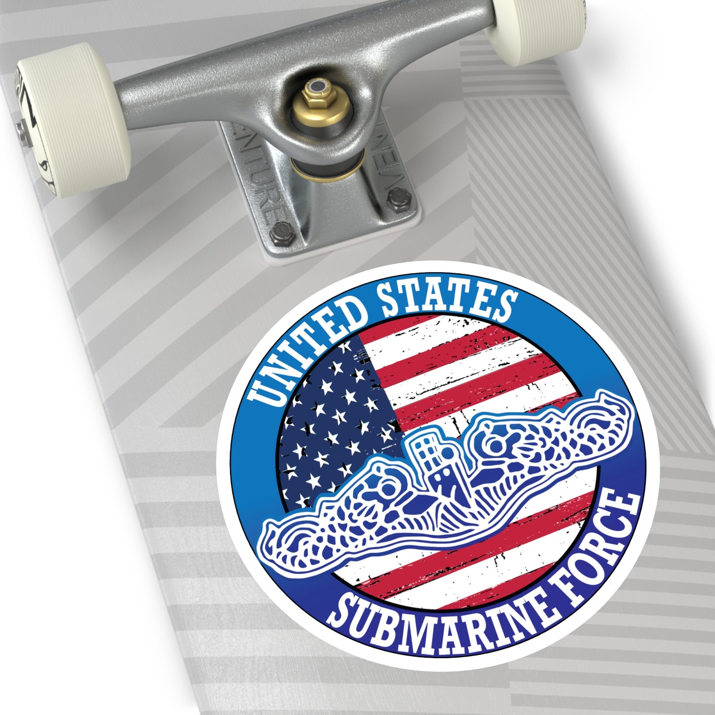 United States Submarine Force Silent Service White Dolphins with American Flag Round Sticker