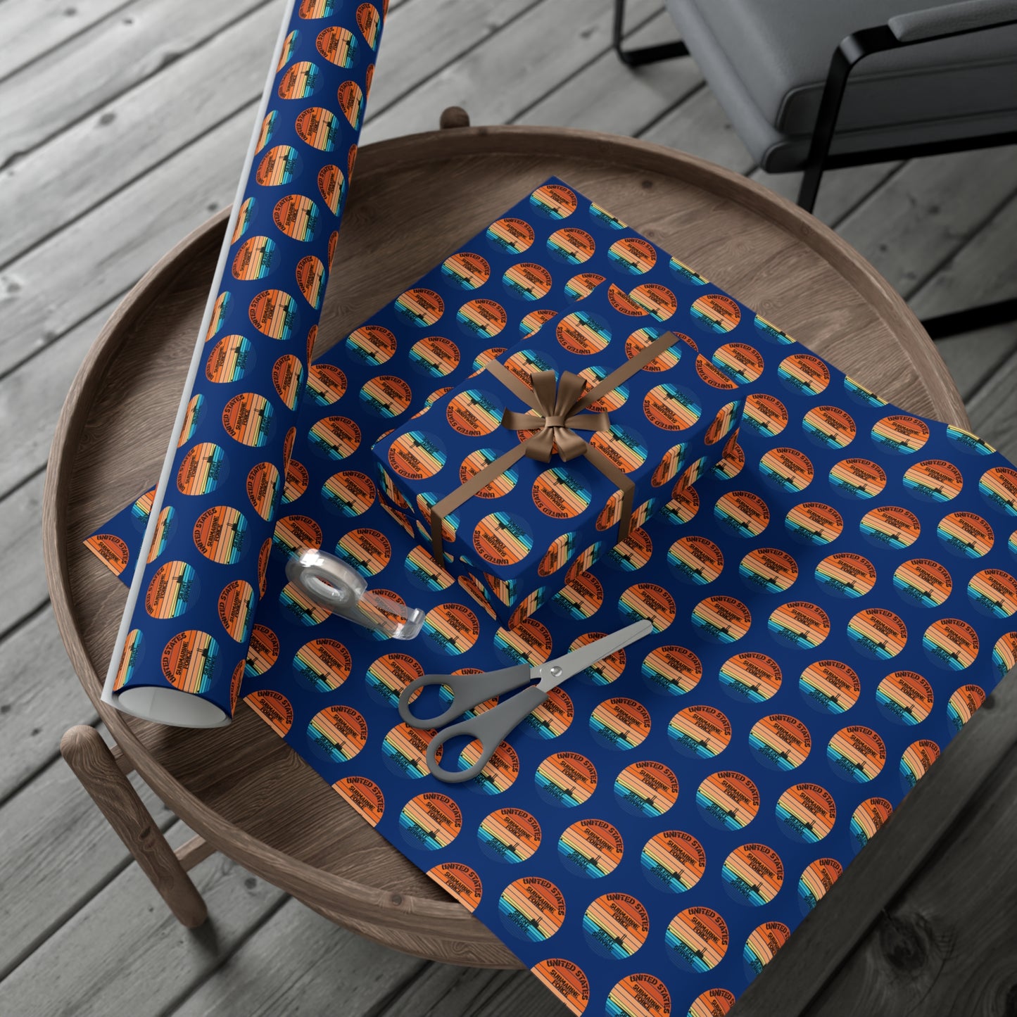US Navy Submarine Force Silent Service Veteran Sailor Retro Design Blue Gift Wrap Papers