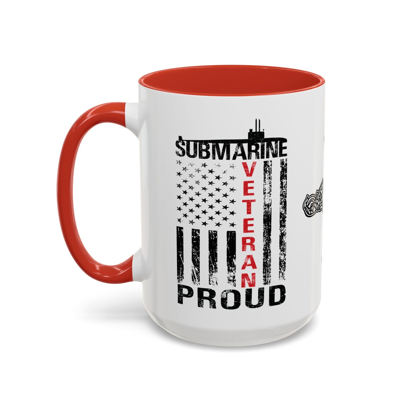 United States Navy Submarine Force Veteran Proud Silent Service USA Distressed Flag Accent Coffee Mugs