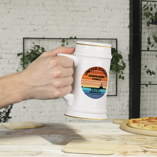 United States Navy Submarine Force Silent Service USN Dolphins Retro Vintage Sunset Drinking Stein Mug
