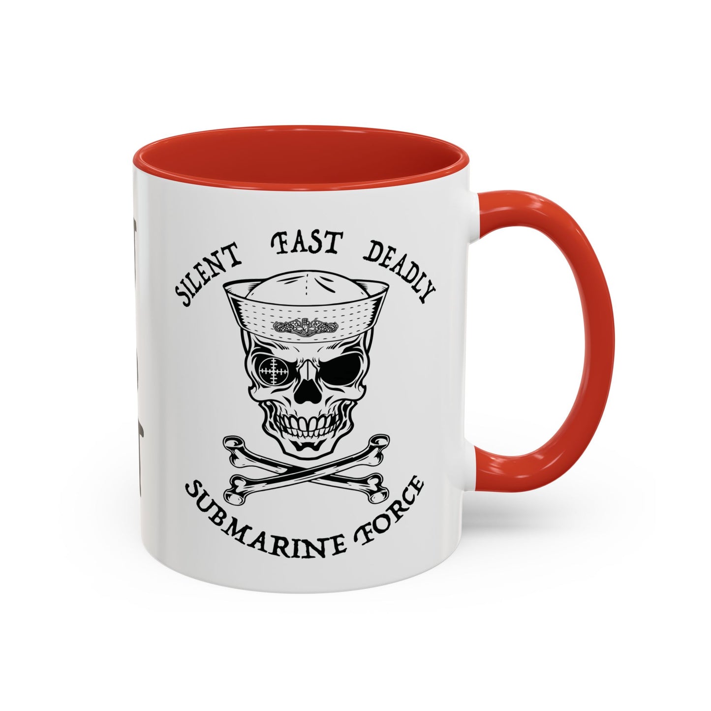 USN Submarine Force Silent Fast Deadly Skull & Crossbones Sailor Accent Coffee Mugs
