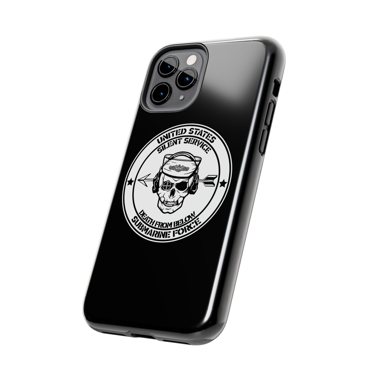 U.S. Submarine Force Silent Service Death From Below Sailor Skull Tough Black iPhone Case