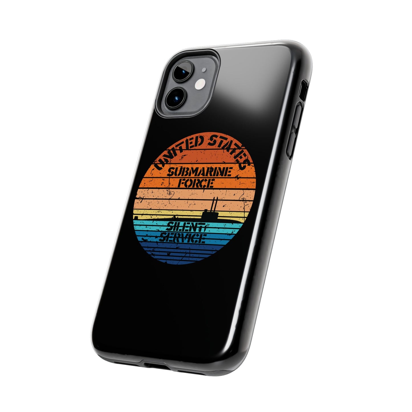 Sunset United States Submarine Force Silent Service Distressed Black Tough iPhone Case