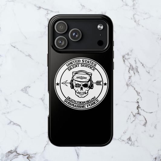 U.S. Submarine Force Silent Service Death From Below Sailor Skull Tough Black iPhone Case