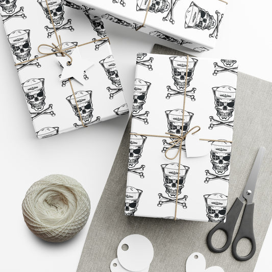 US Navy Submarine Force Skull & Crossbones Sailor White Gift Wrap Papers
