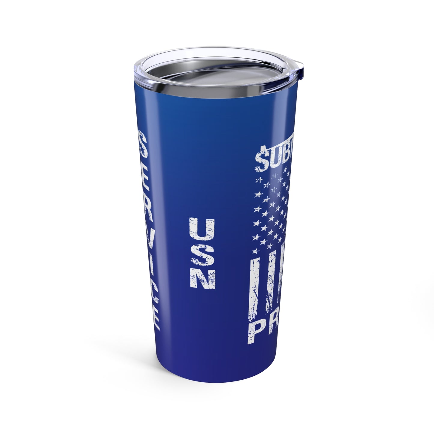 U.S. Submarine Veteran Proud White American Flag Blue Stainless Steel Tumbler 20oz