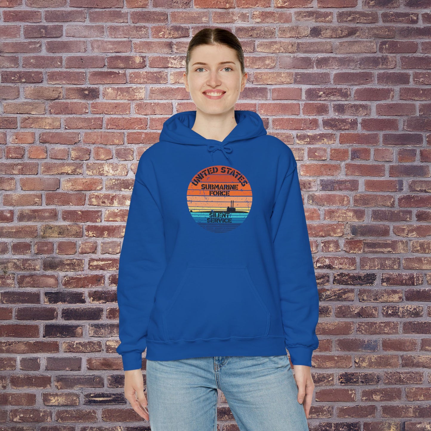 Sunset United States Submarine Force Silent Service Distressed Vintage Unisex Heavy Blend™ Hooded Sweatshirt
