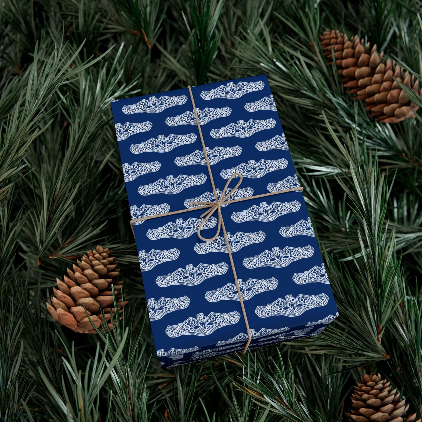 United States Navy Submarine Force White Dolphins Blue Gift Wrap Papers