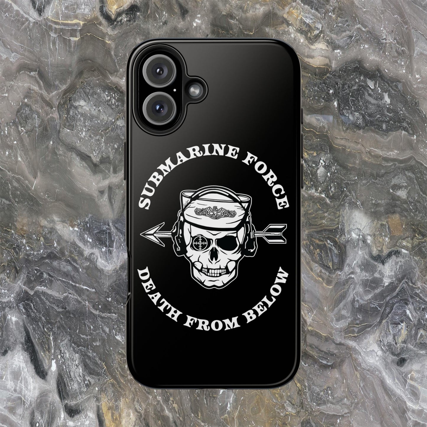 United States Submarine Force Silent Service Death From Below Submarine Sailor Skull Tough Black iPhone Case