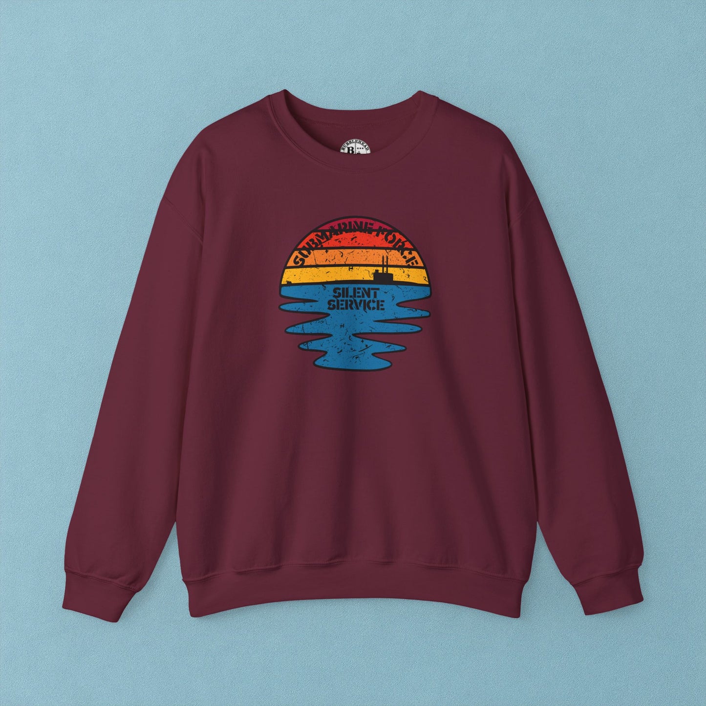 Sunset United States Navy Submarine Force Silent Service Distressed Vintage Mk2 Unisex Heavy Blend™ Crewneck Sweatshirt