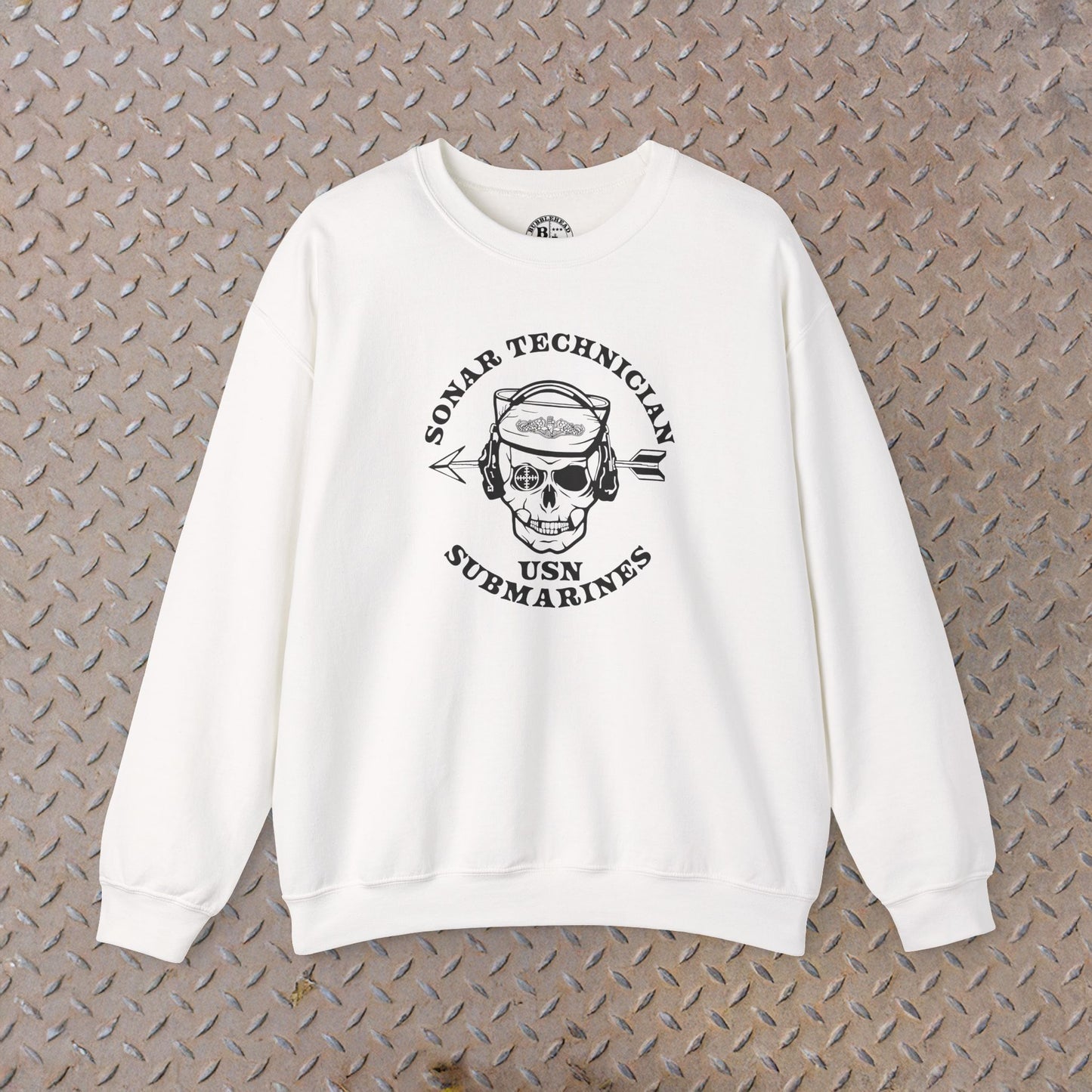 Sonar Technician Submarines STS Sailor Skull US Submarine Force Silent Service Dolphins Unisex Heavy Blend™ Crewneck Sweatshirt
